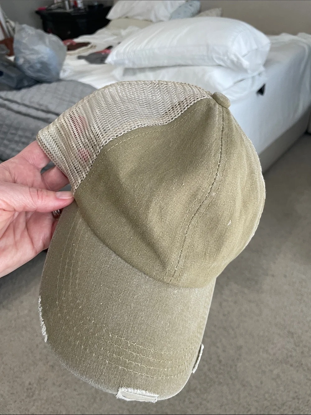 Free People Distressed Mesh Back Trucker Cap